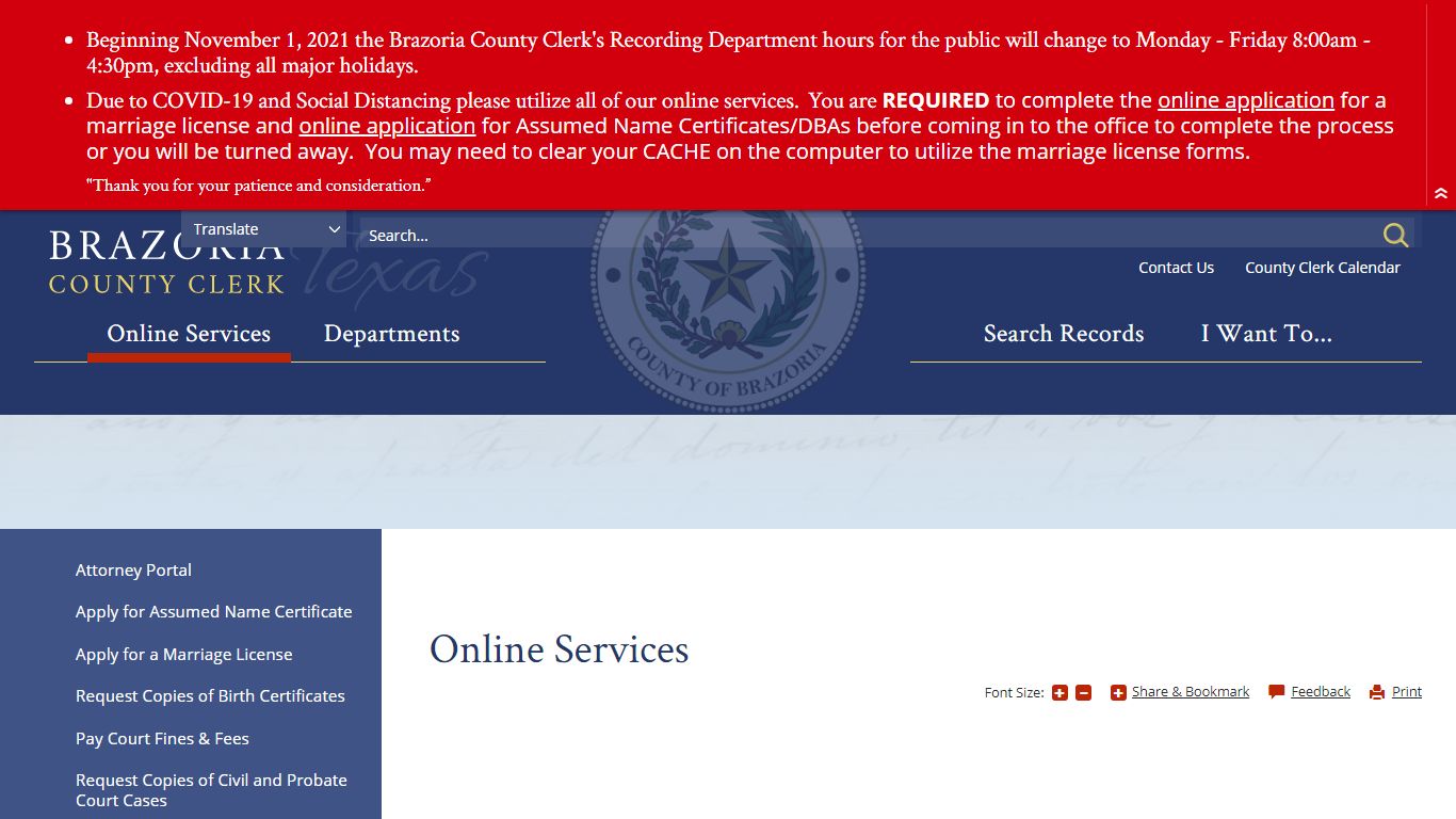 Online Services | Brazoria County Clerk