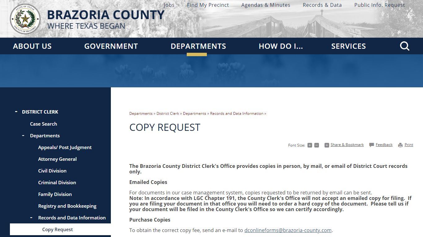 Copy Request | Brazoria County, TX